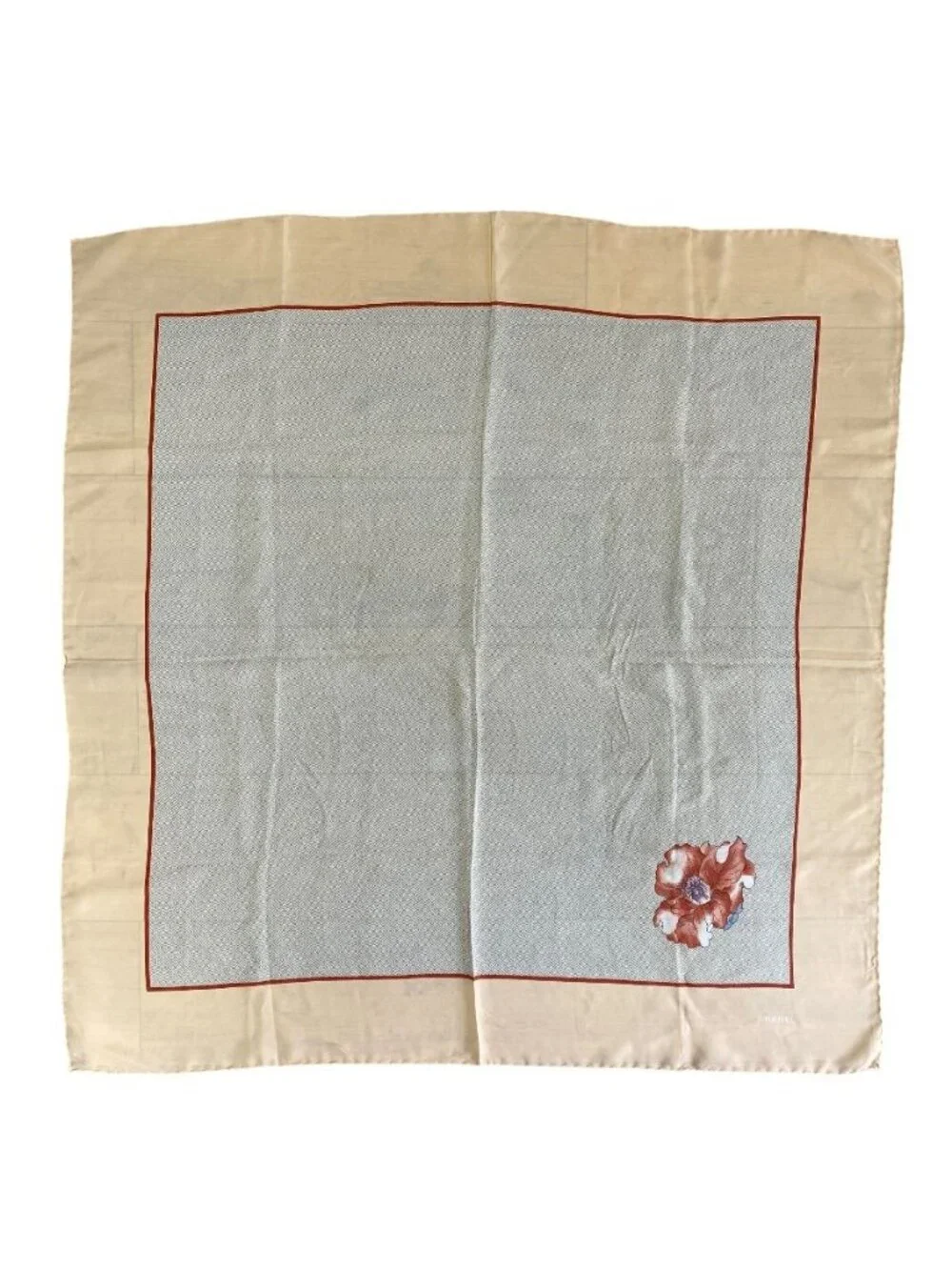 Chanel Scarf Shawl Camellia Silk Beige